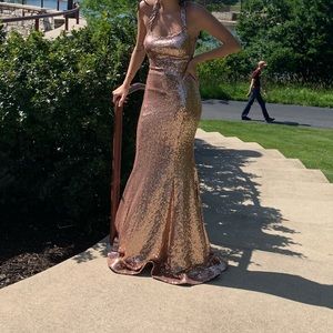 Rose gold halter top dress